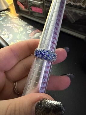 Blue Pavé Crystal Dome Ring - Women Jewelry
